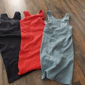 All in Motion Women's Ribbed Midi Dress Trio - Black, Red, Blue